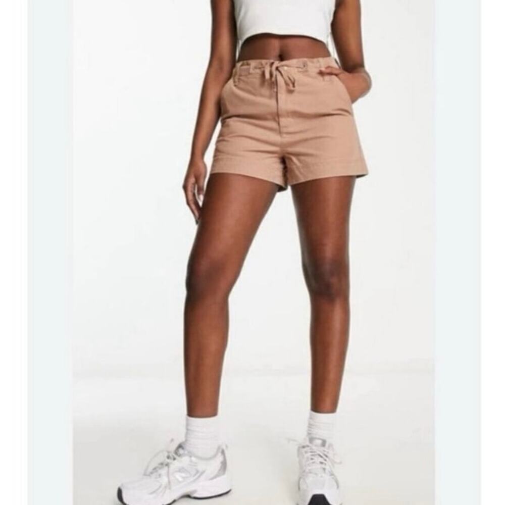 NWOT ASOS DESIGN 100% Cotton Drawstring Shorts Tan Brown Beige Women’s Size 8